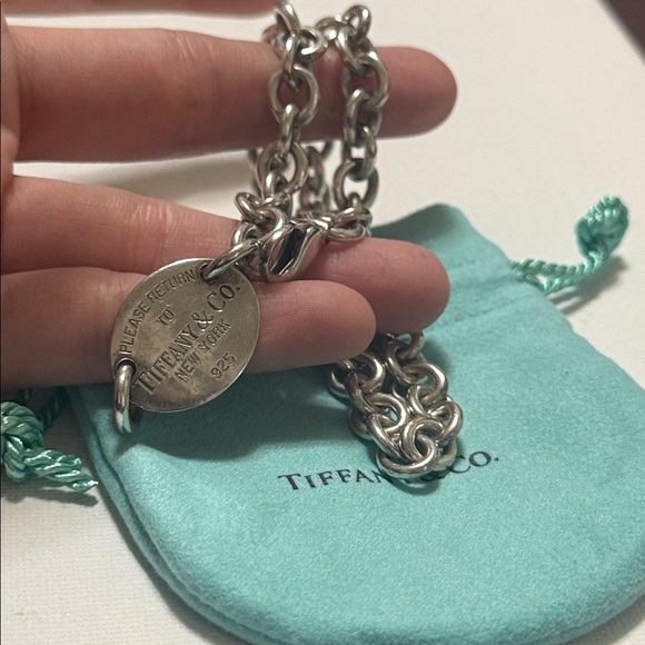 Please Return to Tiffany&Co. Choker 925 Sterling Silver 15’ Necklace W/ Pouch - Picture 14 of 17